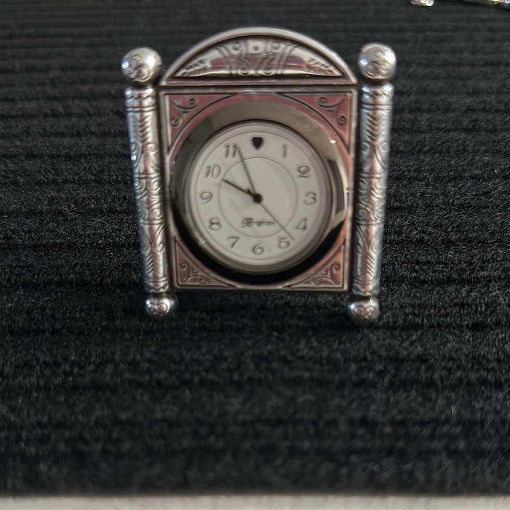 Retired Brighton Silver Ornate Desk Clock